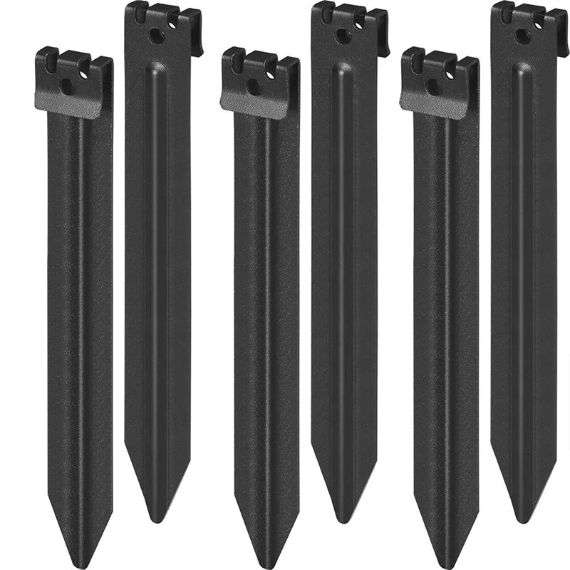 ABEZ 6PCS 10Inch Black Metal Heavy Duty Faderesistant Landscape Edging Stakes, 10