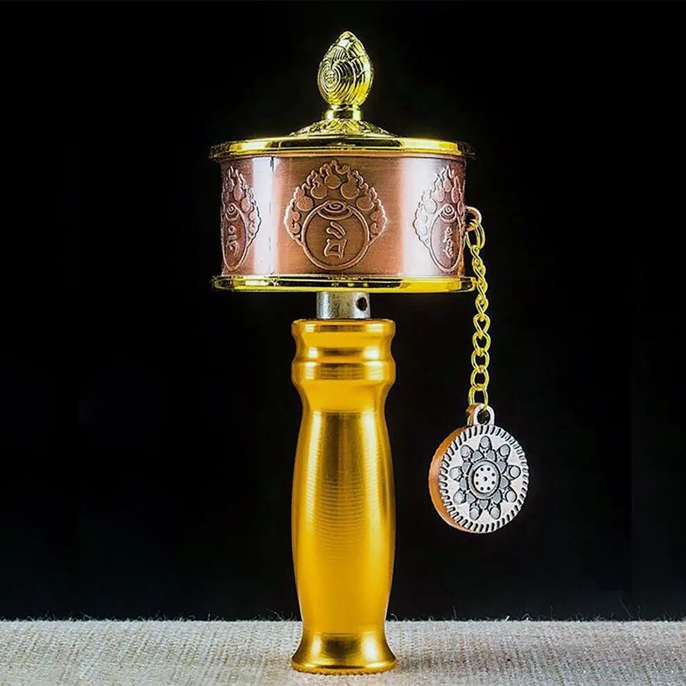 

Super Smooth Dual Bearings Copper 6 Words Mantra Hand Buddhist Prayer Wheel
