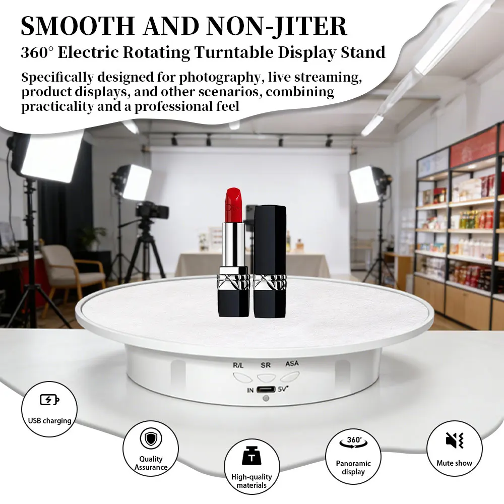 

Электрическая вращающаяся подставка-зеркало с поворотом на 360 градусов, держатель для ювелирных изделий, питание от батареек/USB для фотосъемки