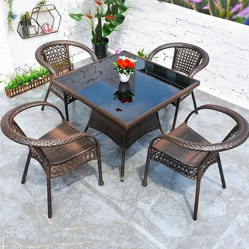 Modern Rattan Table and Chairs set Outdoor Garden Furniture Sets Casual High Temperature Explosion-proof Garden Furniture Set