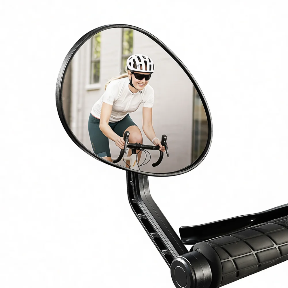 West Biking Bicycle Mirror Handlebar Plug Mount Rotatable Rear View Mirror Anti Shake Safety Cycling Reflector Black