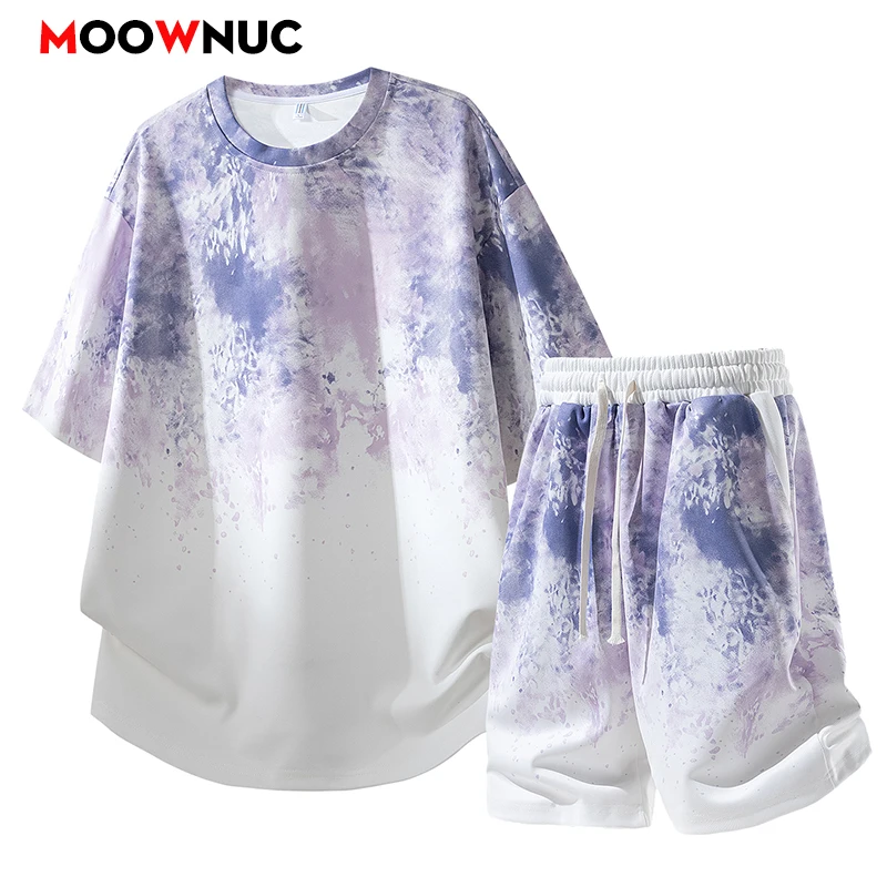

Men Tracksuit Casual Joggers Sportswear T-shirt and Shorts 2 Piece Sets Hip Hop Running Sports Suit Mens Clothes Summer New