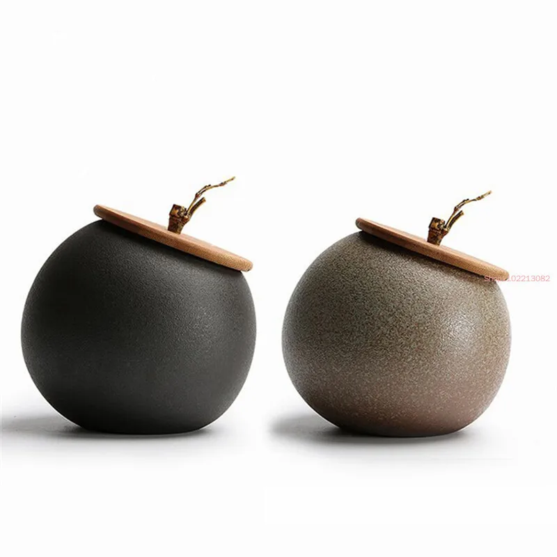 

Ceramic Tea Box Dried Fruit Storage Coarse Pottery Canister Sealed Bottle Accessories Home Spice Jar Caddy Gifts