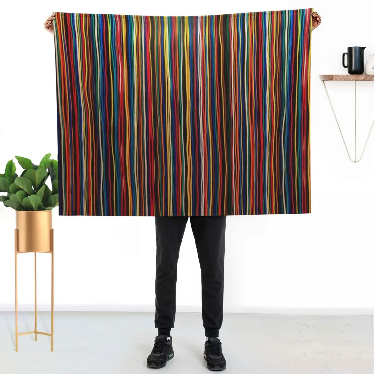 Multicoloured abstract Stripes - Fine Lines Throw Blanket Thins Bed linens Weighted blankets ands Sofa Polar Blankets