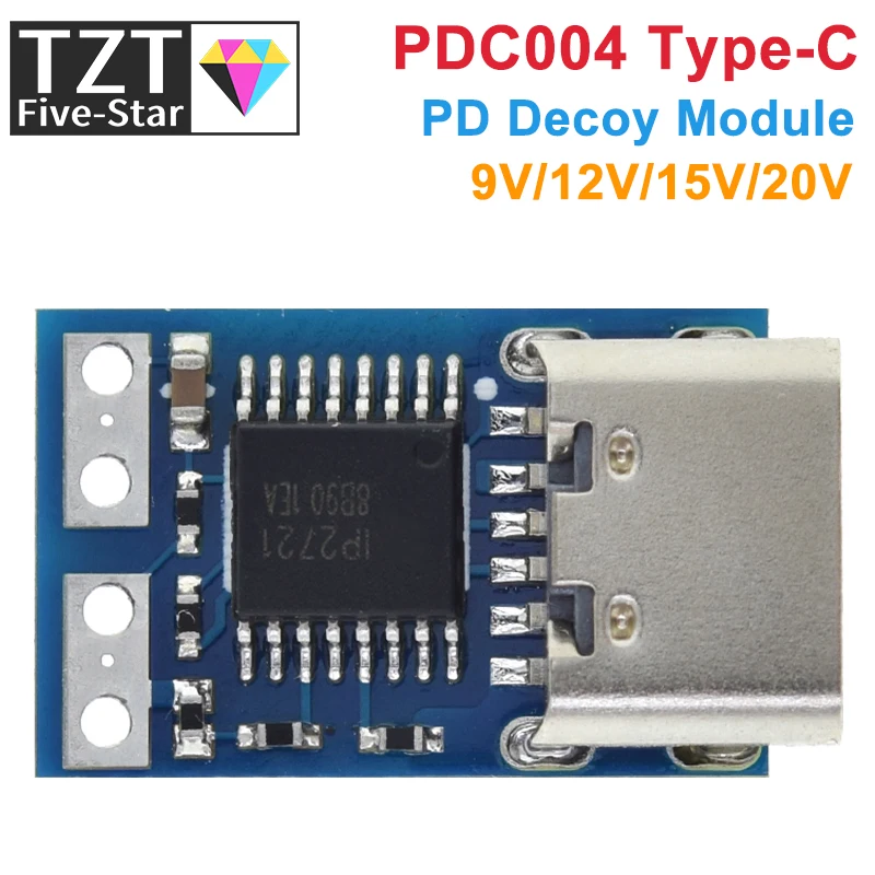 TZT Type-C PD decoy module PD23.0 to DC DC trigger extension cable QC4 charger 9V 12V 15V 20V PDC004-PD