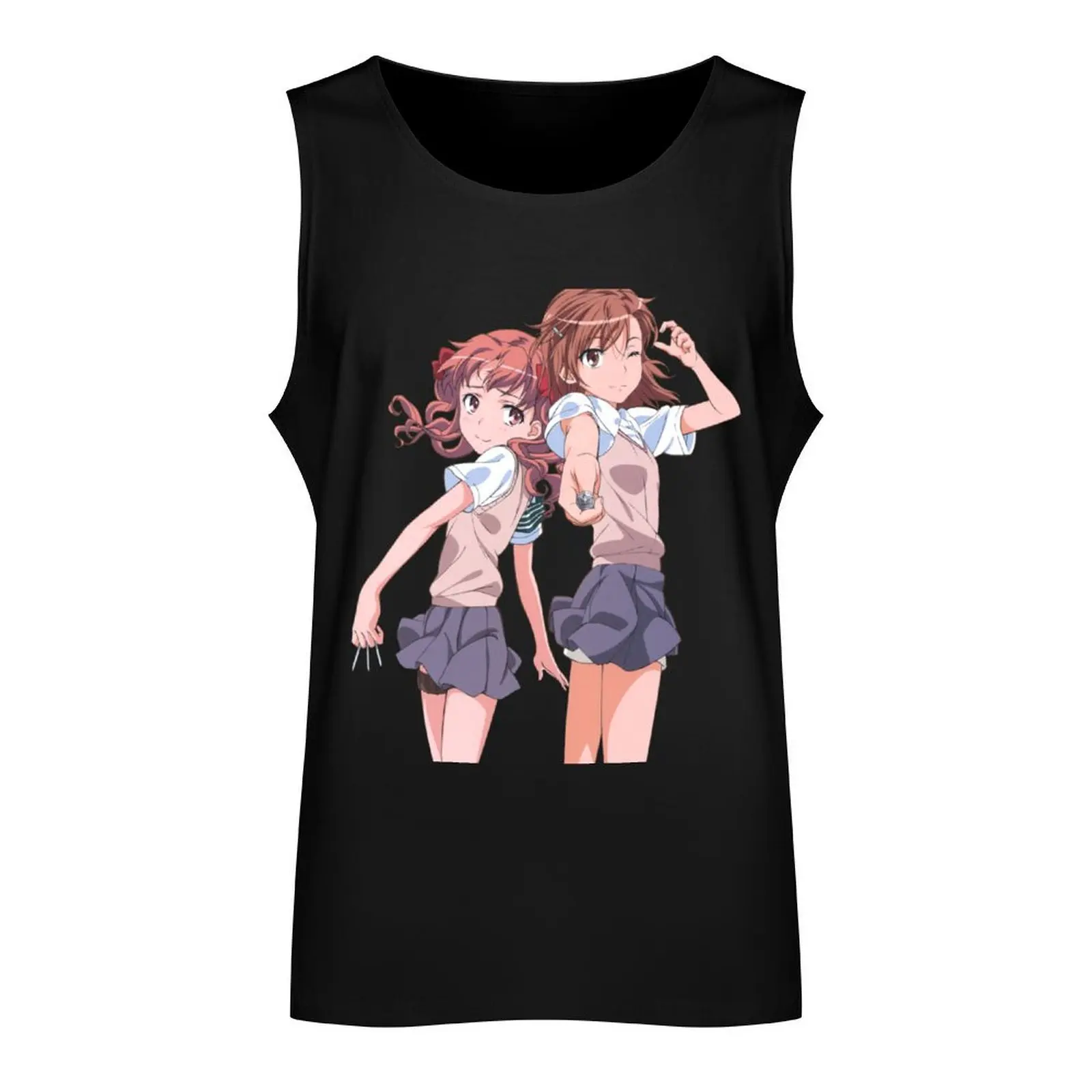 Toaru Kagaku - Misaka Mikoto & Shirai Kuroko Tank Top running shirt underwear sleeveless gym shirts male