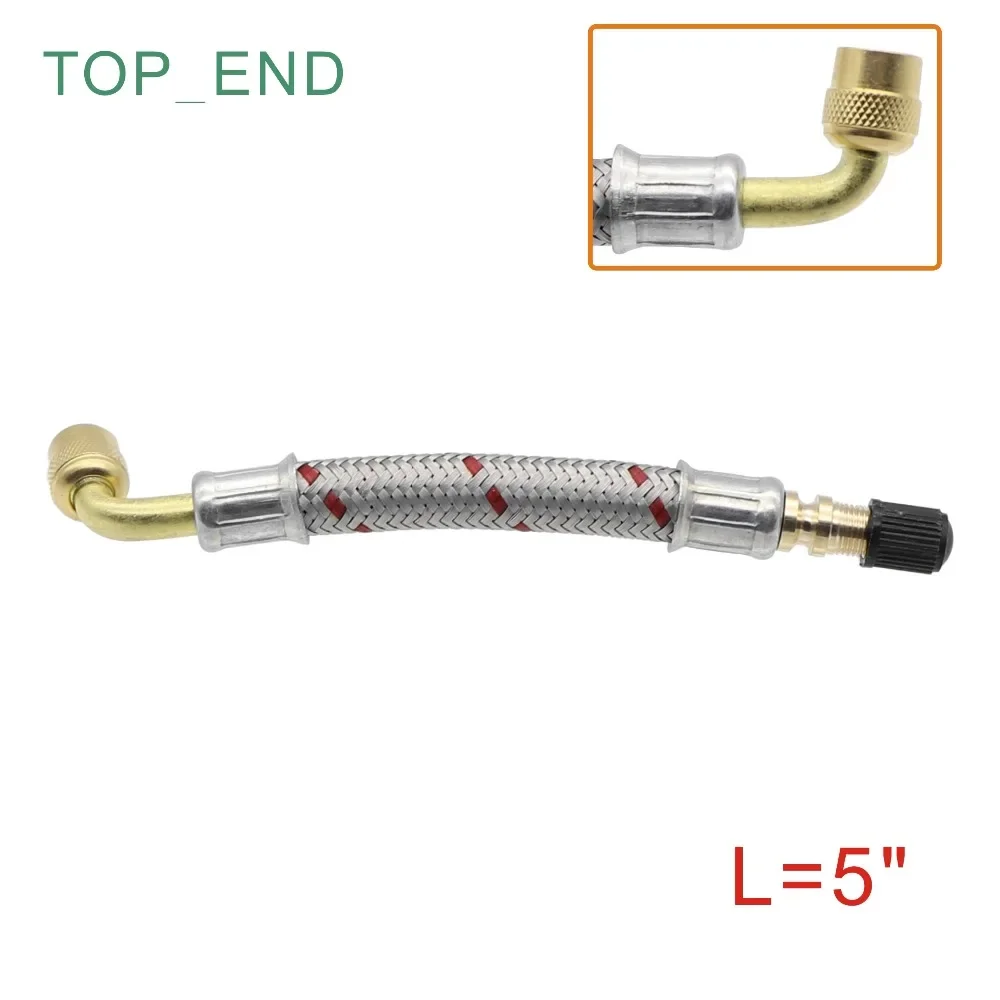 

6 размеров, 90 градусов изогнутый конец, сетка из нержавеющей стали обернутая, гибкий резиновый удлинитель клапана, работа с клапаном шины напрямую, от 5 до 12 дюймов