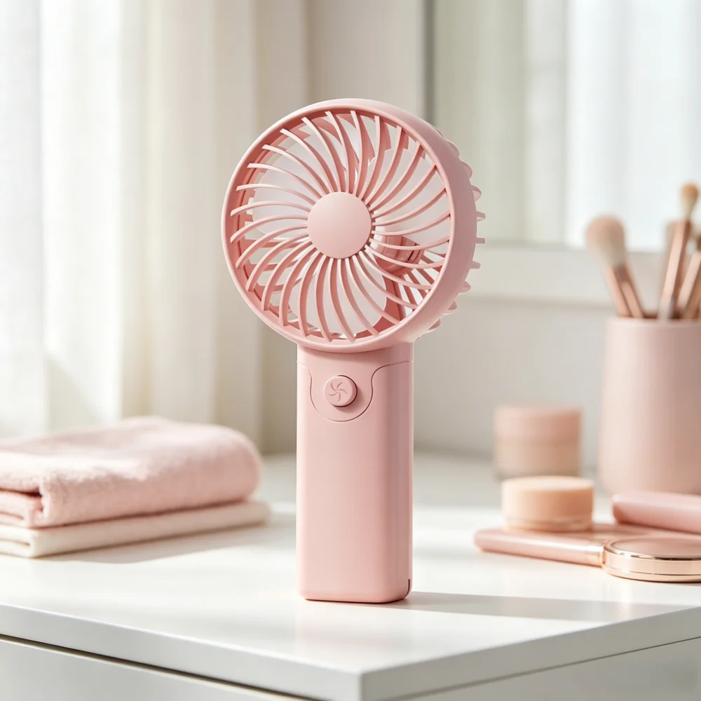 1pc Mini Portable Handheld Fan (Pink/White/Black), AAA Battery Pocket Fan, One-Button Fan for Travel Gym Camping Beach Wedding Office, Batteries Not