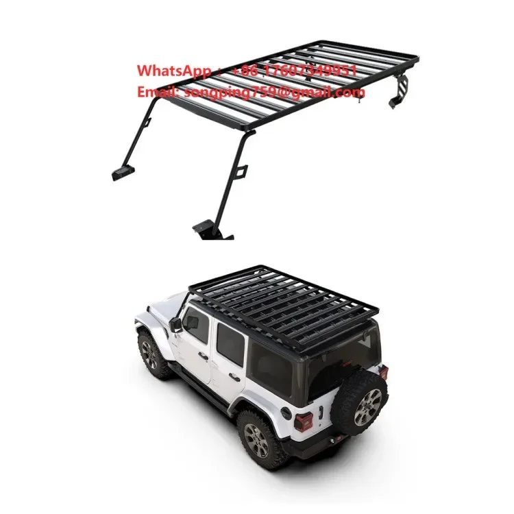 4X4 Off-road Luggage Rack Cargo Basket Black Steel & Aluminum Alloy 4 Door Full Top Roof Rack for Wrangler JL 2018+