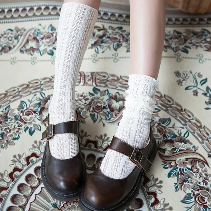 النساء الحلو الدانتيل قصيرة الصيف الجوارب اليابانية لطيف خمر الجوف خارج القطن لينة لوليتا نمط Kawaii Sockings جوارب عالية الجودة
