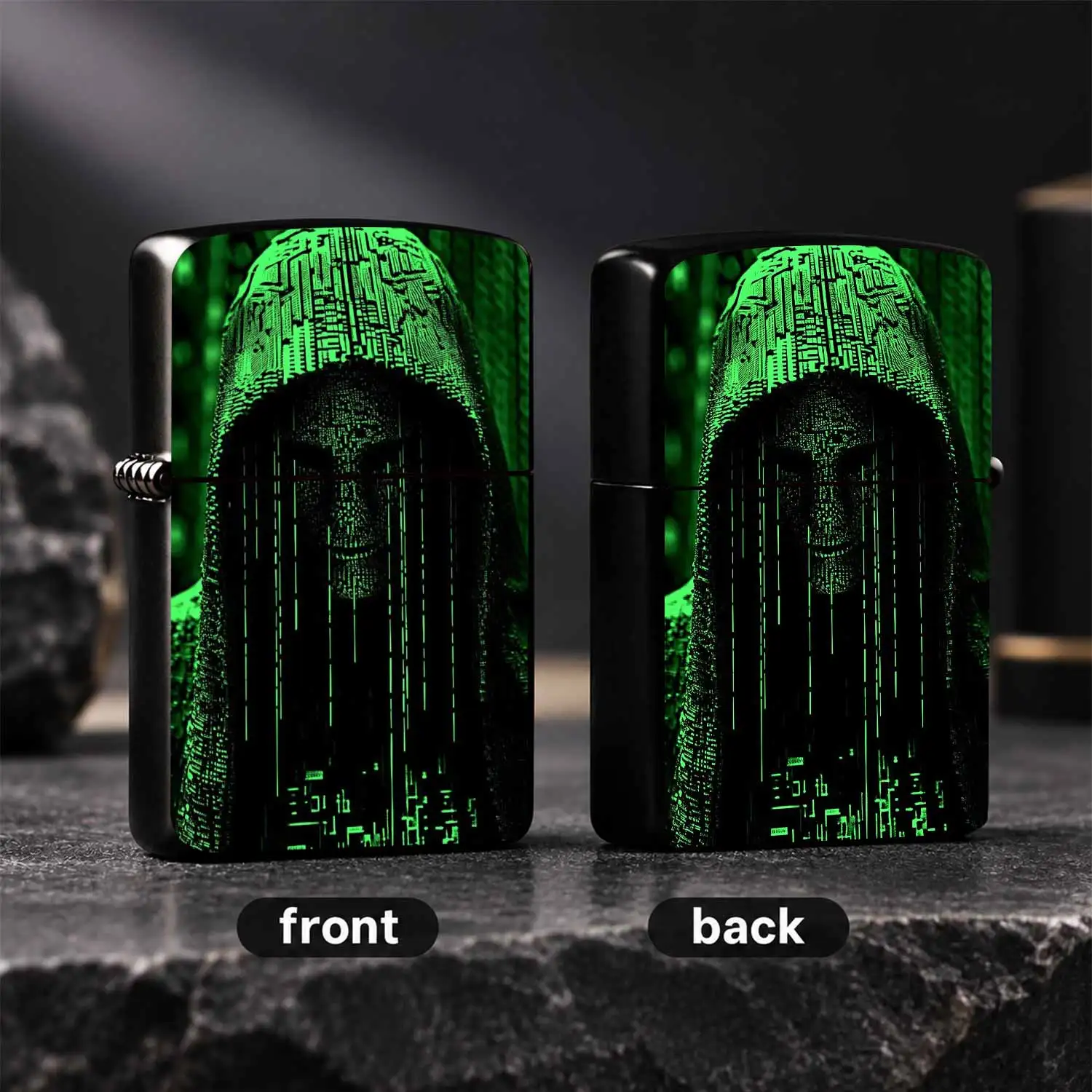 Cyber Aesthetic Matrix Digital Figure Themed Portable Igniter, Cool Green Tone Hacker Art Stylish Accessory, Multi-Scenario Practical Carry-On Good For Daily Outdoor Use, Creative Unique Gift For Tech Enthusiasts And Fr A Humorous And Inter