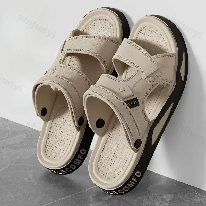 

Men Sandals 2025 Summer Leisure Outdoor Beach Shoes Male Holiday Slippers Retro Comfortable Casual Sandals Bathroom Men Slippers