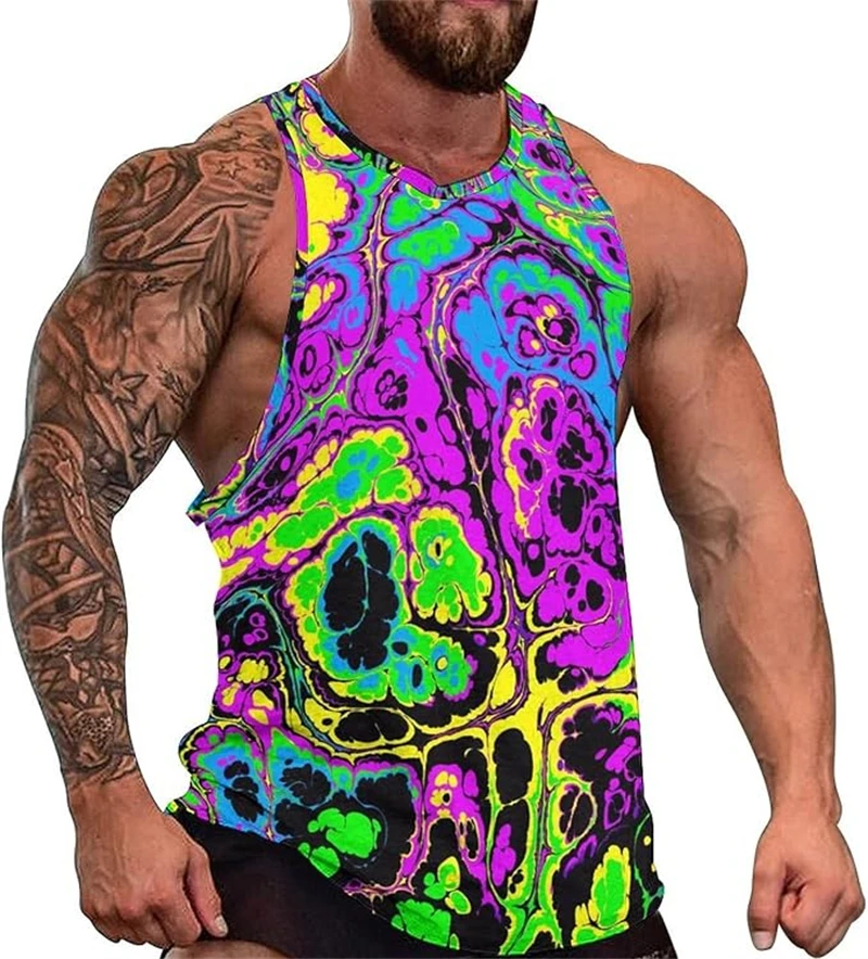

Fashion Psychedelic Pattern 3d Print Tank Top For Men 2025 Summer New Street Sleeveless Vest Personality Men Sport Gym Y2k Tops