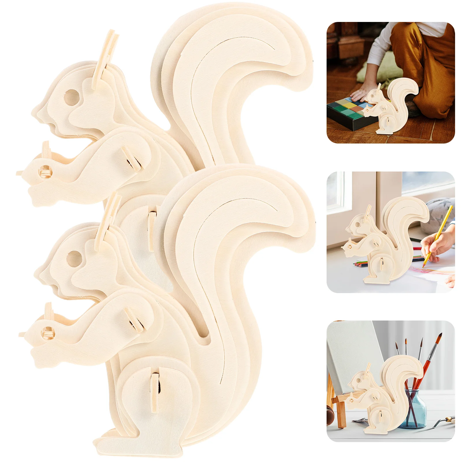 

2 Pcs 3D Animals Puzzle Kit Wooden Assembly Toy for Kids Funny Puzzles Educational Model No Burrs Decorative Parent