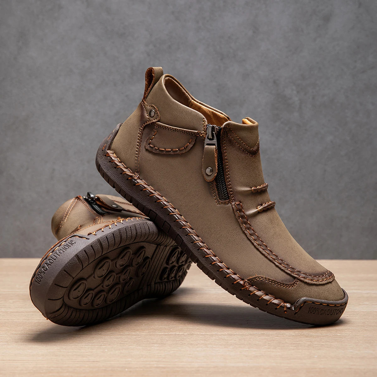 

New Autumn Handmade Leather Men Shoes Outdoor Design Sneakers Breathable Casual Driving Motorcycle Ankle Boots Fall Plus Size