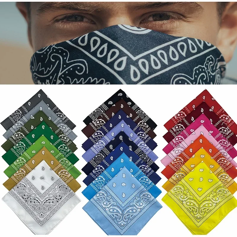 Dance Headscarf Hiphop Fashionable Stylish Headwear Pattern Athletic Headband Square Scarf Head Band for Men Handkerchief Square