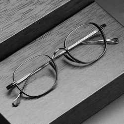 9g Ultra Light Pure Titanium Frame Japanese Vintage Distressed Oval for Male and women design as KameManNen KMN114