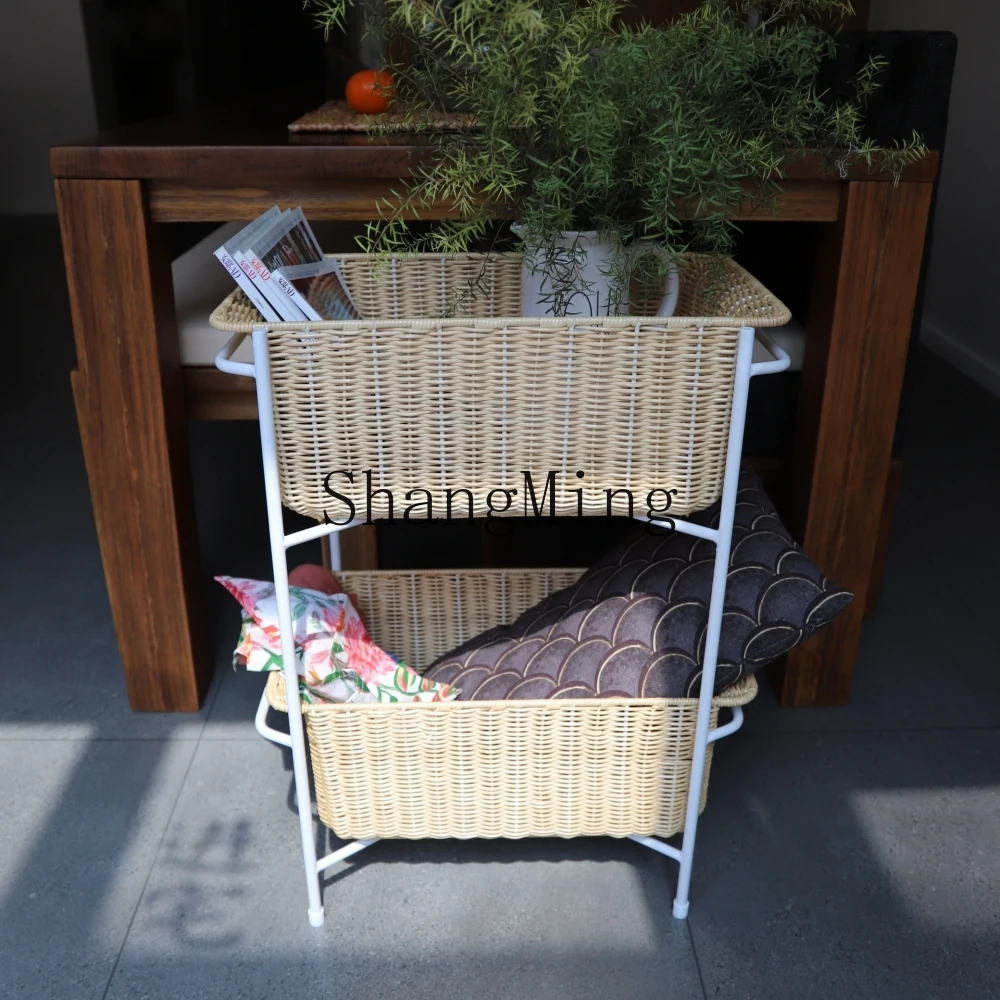 CL rattan finishing rack, shelf, bedside kitchen storage, storage basket, homestay storage