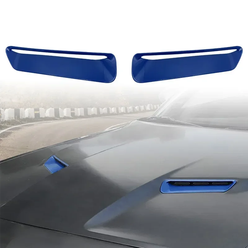 

For Challenger Hood Air Conditioner Air Outlet Trim for 2015-2022 Dodge Challenger ABS 2pcs Blue