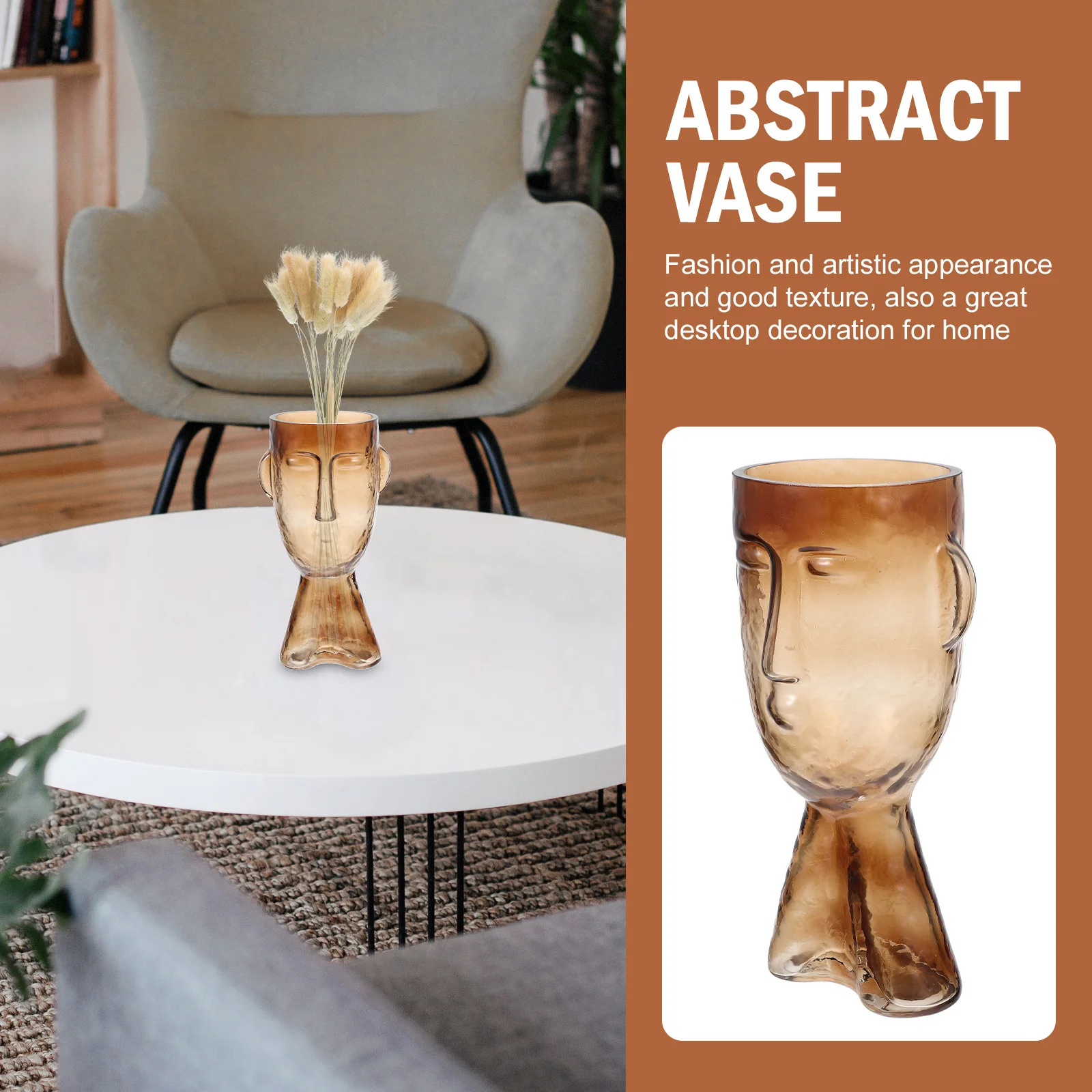 

Vase Human Face Decorative Flower Arrangement Holder Desktop Vase for Home Office Balcony Dried Flower Holder