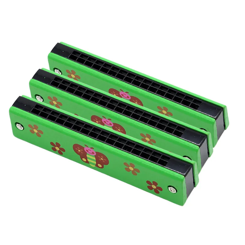 Gaita de madeira borboleta verde, 16 buracos, instrumento musical de desenho animado, brinquedos educativos montessori, instrumentos infantis tmz