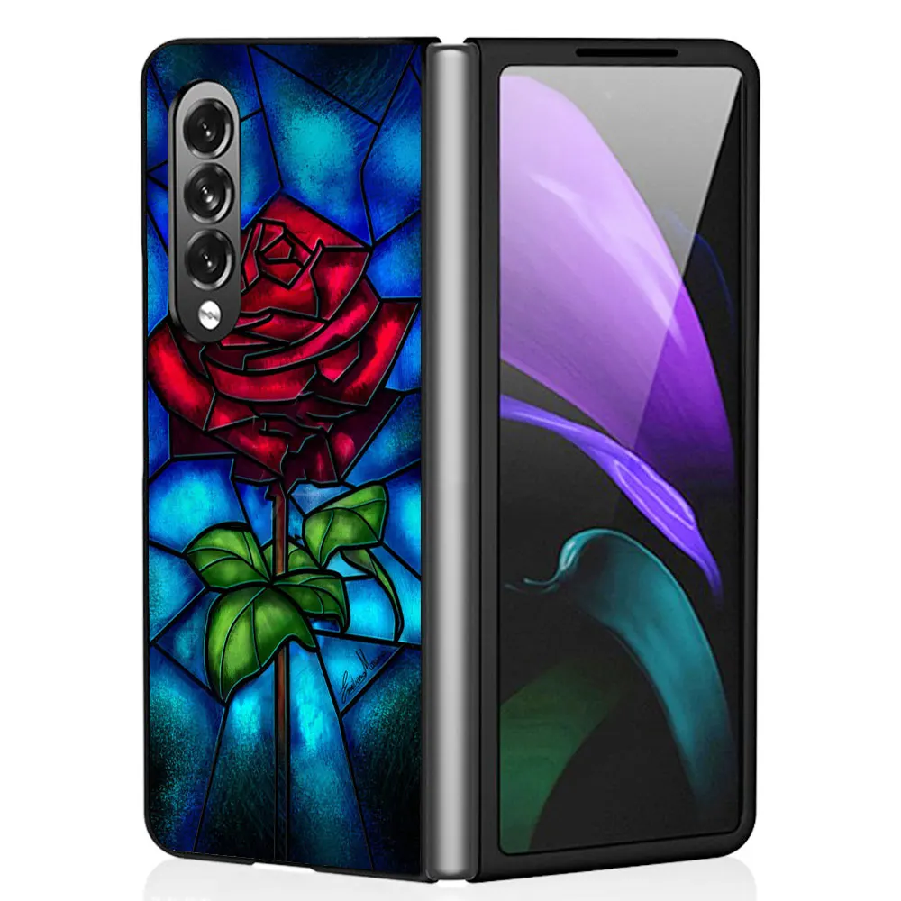 Black Shockproof Cases Cover Shell Case for Samsung Galaxy ZFold4 Z Fold4 Z Fold5 ZFold6 5G Z Fold3 Disney Beauty And The Beast