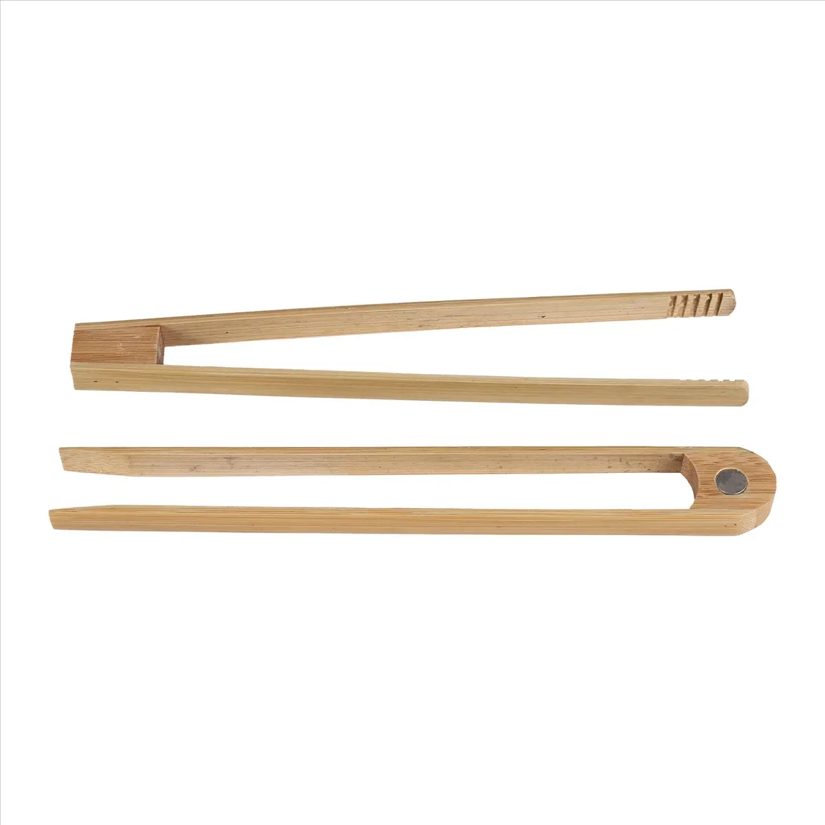 B-est 2 Pieces Magnetic Bamboo Toaster Tongs 8.7 Inch Wooden Kitchen Toast Tongs for Cooking, Natural Bamboo Kitchen Utensils