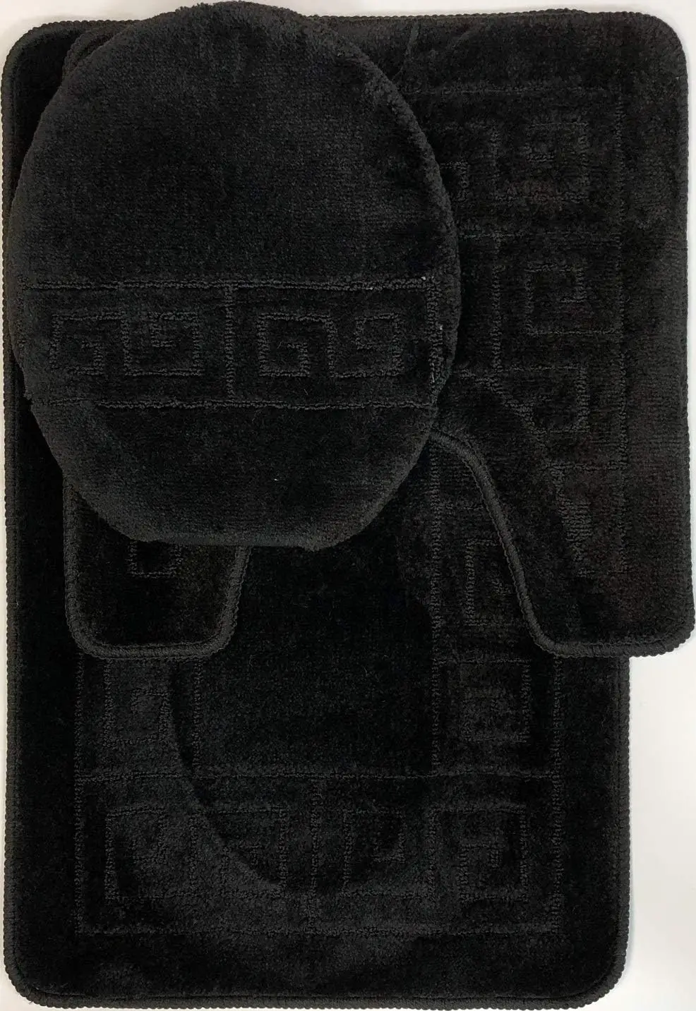 

Набор из 3 ковриков для ванной комнаты с узором (20"x32")/Большой контурный коврик (20"x20") с чехлом (черный)