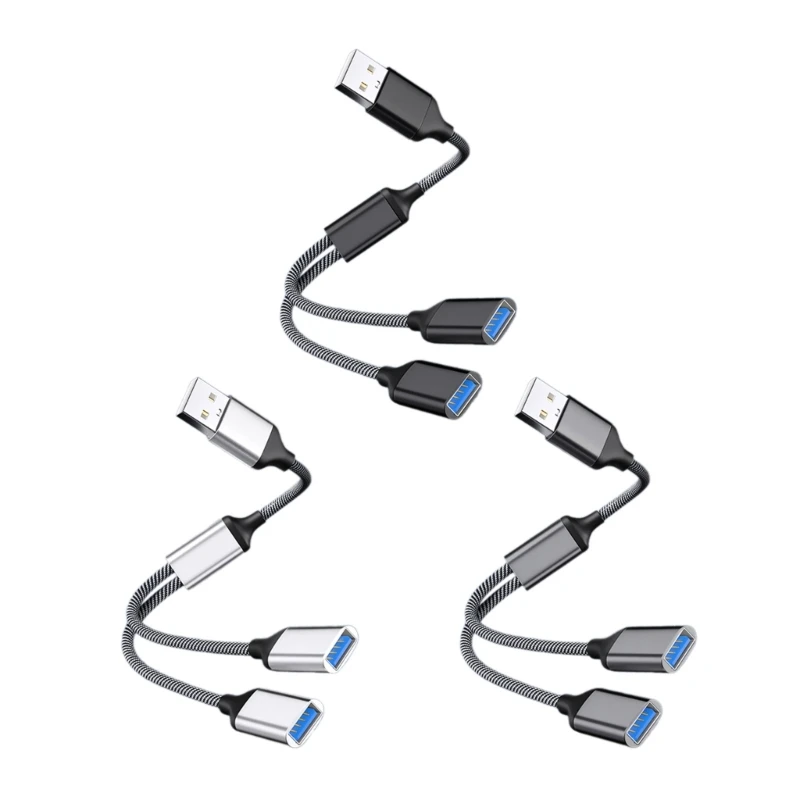 

Нейлоновый плетеный USB-кабель-разветвитель питания USB-адаптер для зарядки/передачи данных Гибкое соединение расширяется с
