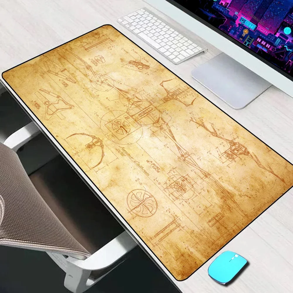 

Большой коврик для мыши Leonardo da Vinci Art, игровые аксессуары, коврик для мыши XXL, игровой Настольный коврик для ПК, компьютерный коврик для мыши