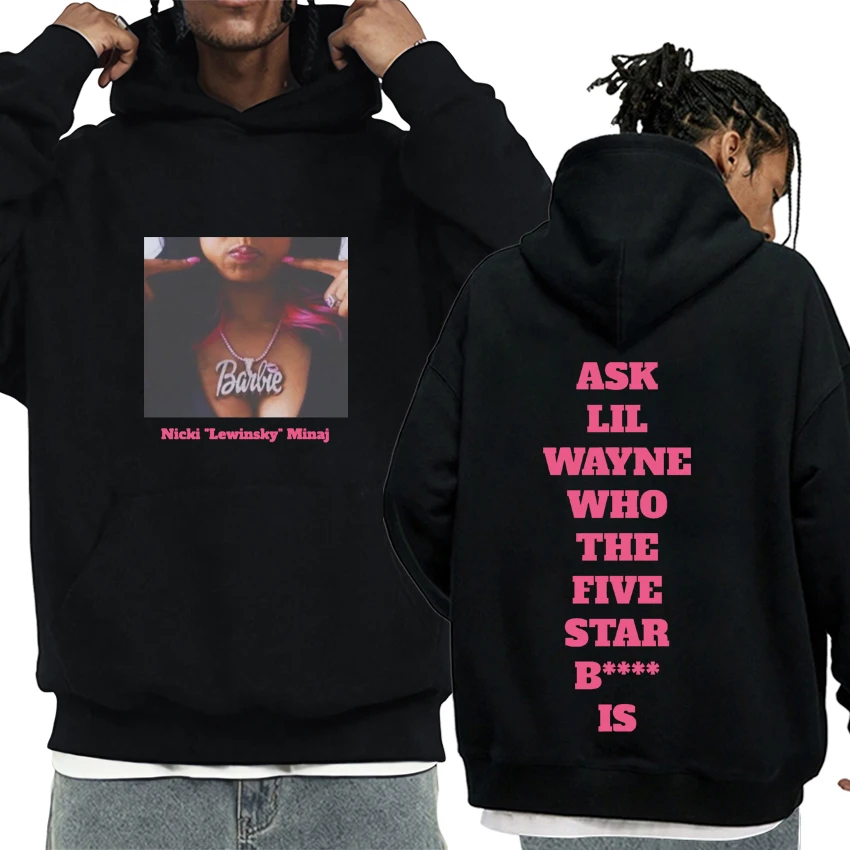 

Hot rapper Nicki Minaj Fashion Y2k print Hoodie 2024 Men Women hip hop Casual streetwear Unisex Fleece Long sleeve Sweatshirt