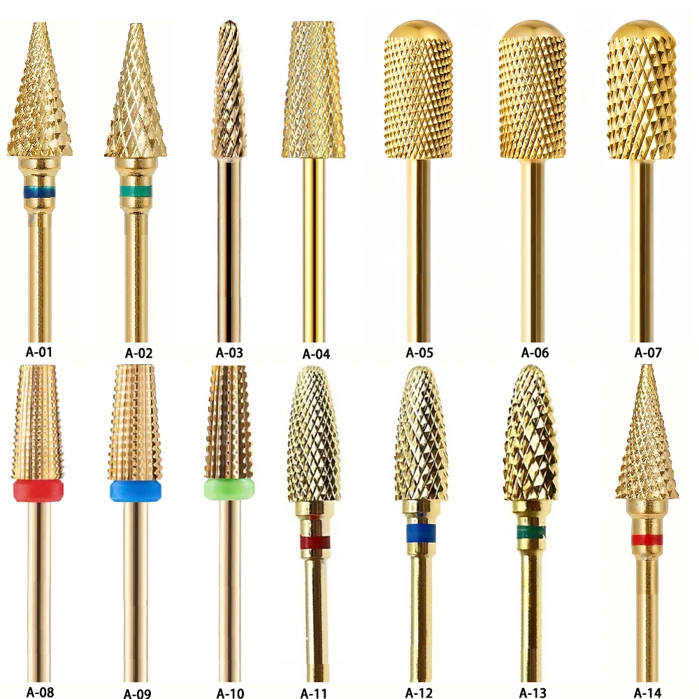1pc Gold Tungsten Carbide Nail Polishing Drill Bit, for Nail Removal and Buffing, Nail Art Manicure in Home or Salon