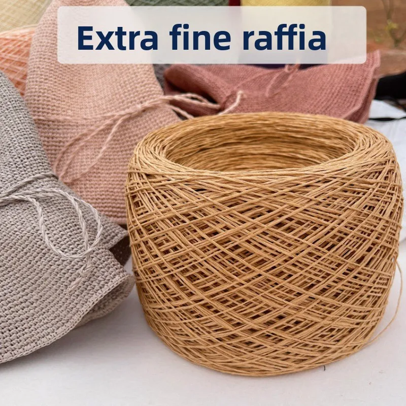 250g Thin Paper Raffia Yarn for Hand Crochet Knitting Summer Hats Crafts Sandals DIY Straw Hook Bags Grass Thread Soft White Red view 2