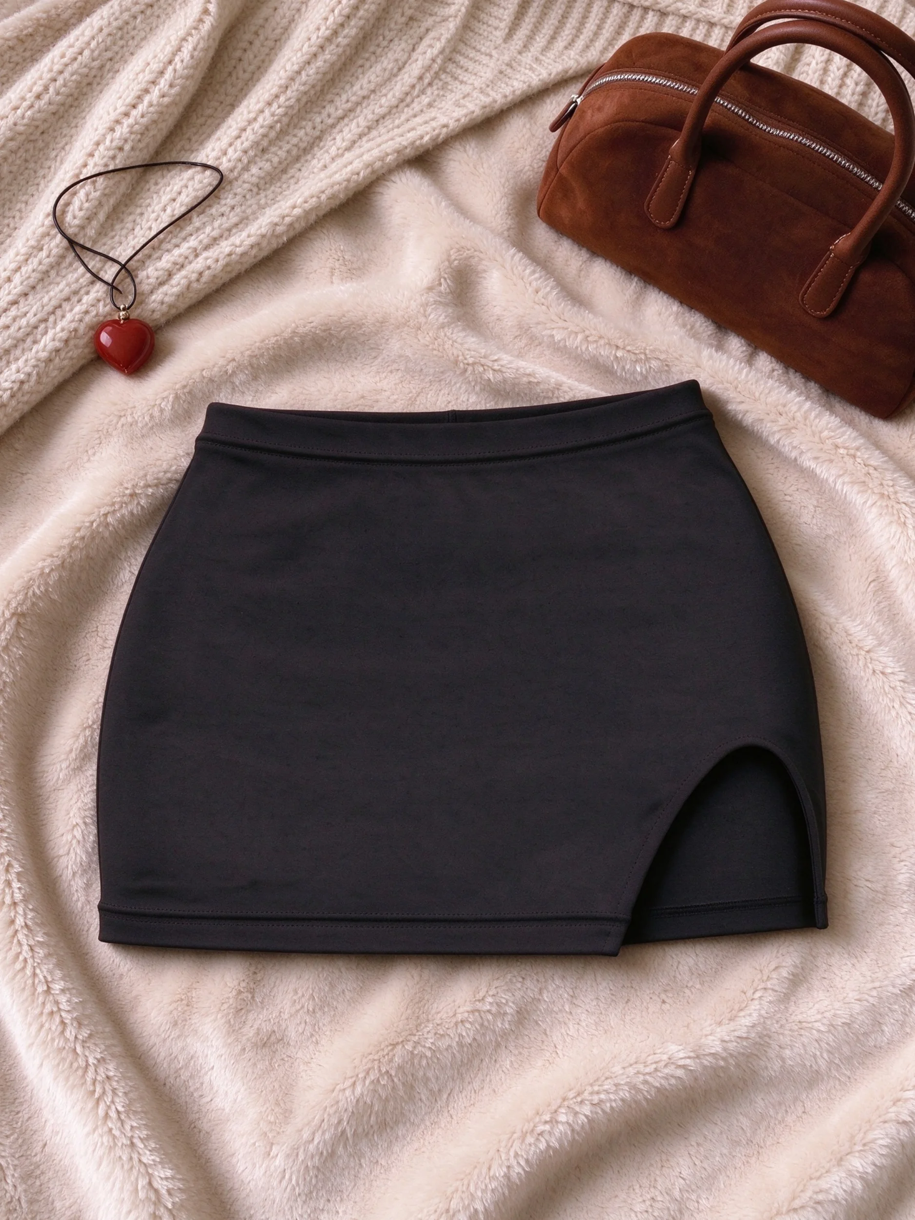 Elegant Women High Waist Side Split Bodycon Mini Skirt With Liner Shorts Slim Fit For Casual Daily Party Night Out