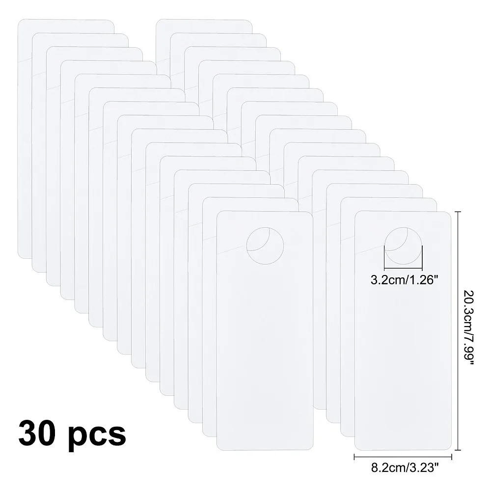30Pcs PVC Door Knob Hangers Blank Door Signs to Write Your Own Messages for DIY Craft Home