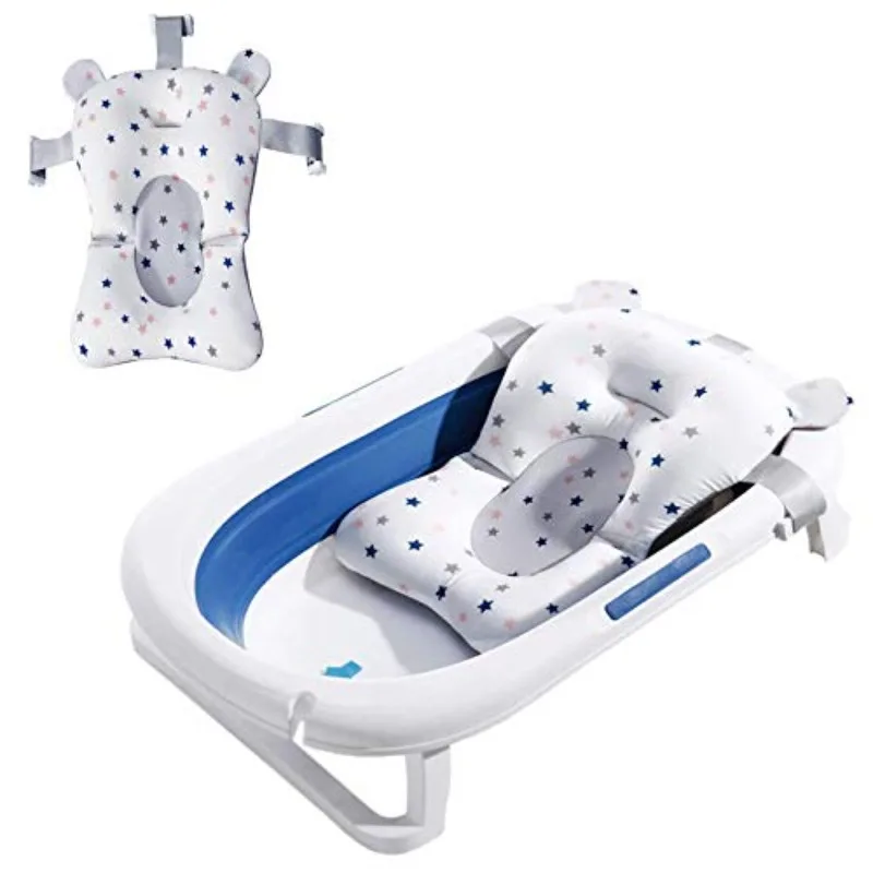 Adjustable Baby Newborn Bath Mat Non-Slip Soft Mesh Thickened Bathtub Support Foldable Backrest Floating for Babies 0-12 Months