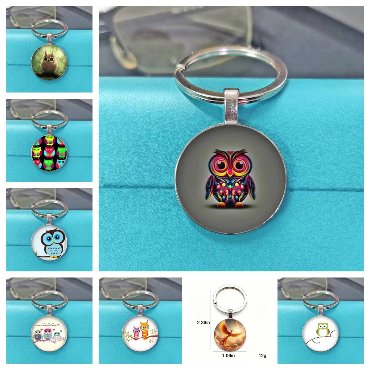 Retro fashion accessory keychain made of alloy material with practical owl and floral patterns