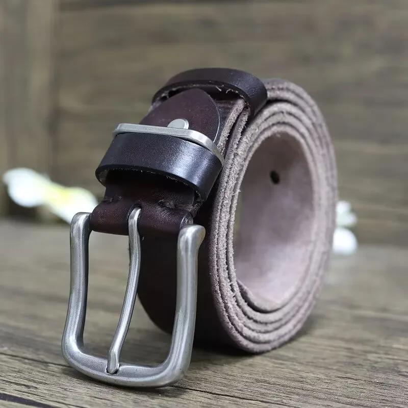 

Famous Brand Luxury Designer Belts for Men Vintage Spilt Genuine Leather Pin Buckle Waist Strap y2k Belt for Jeans High Quality