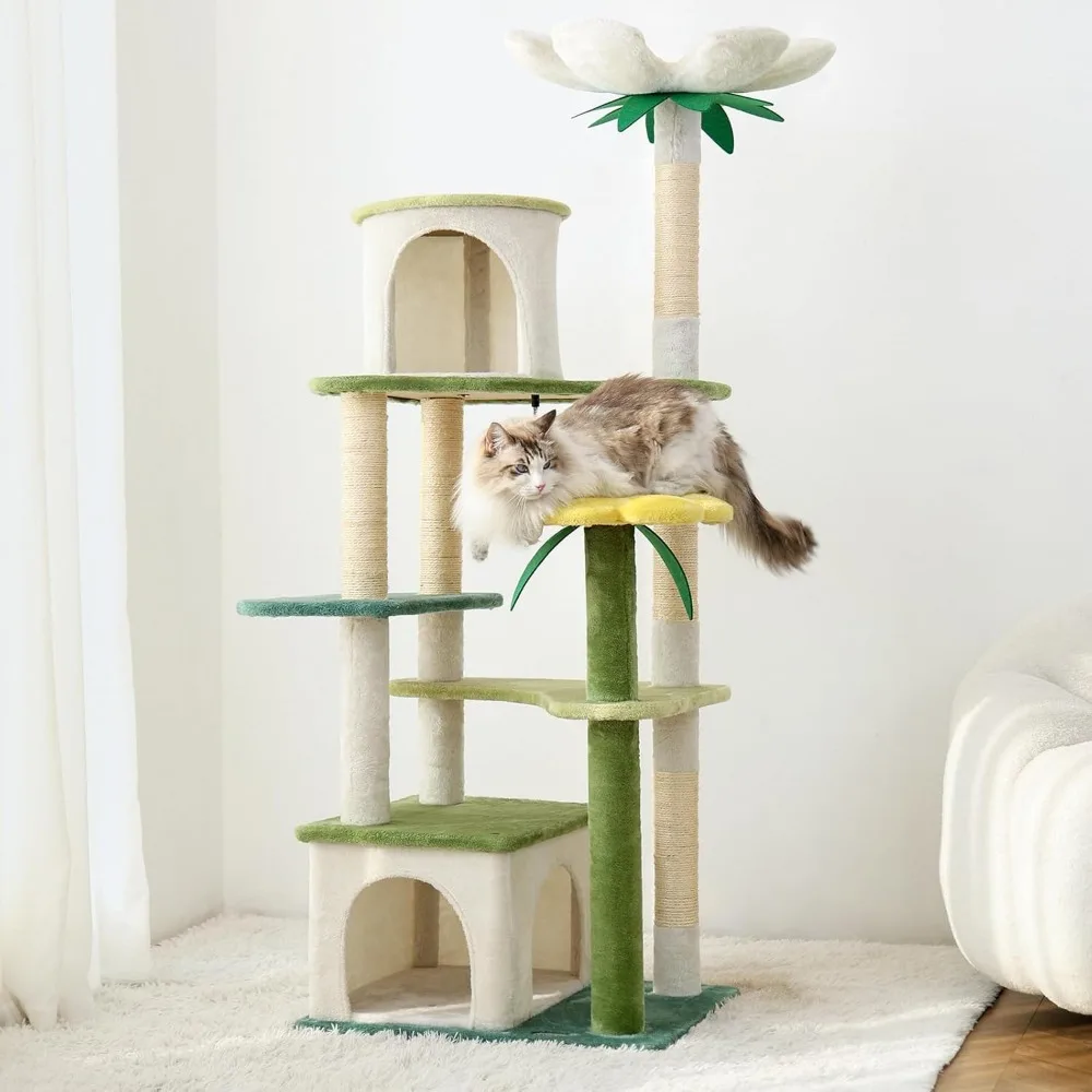 

64in Cat Tower Multi-Level, Cat Tree Tower with Cozy Condo&Scratching Post, Cat Tree with Jumping Platform