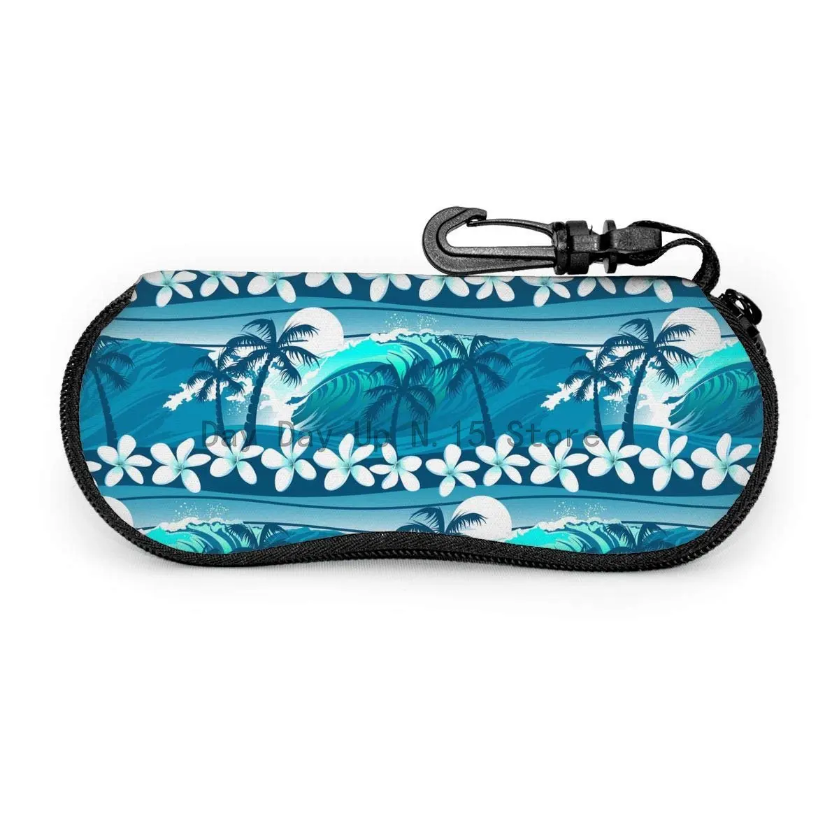 Palm Tree Ocean Wave Soft Sunglasses Case for Women Men Portable Neoprene Zipper Eyeglass Case