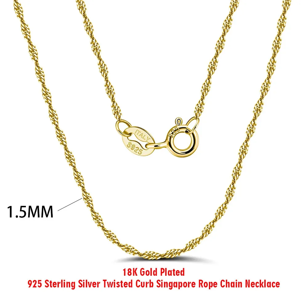Unisex 925 Sterling Silver Basic Chain Necklace