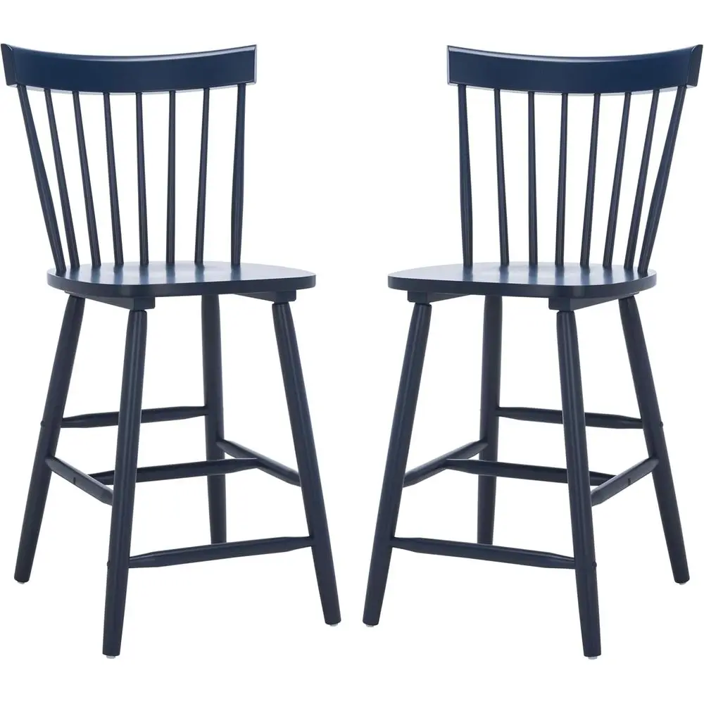 

Solid Wood Windsor Spindle Counter Stool Set, Navy Blue, 24-inch Seat Height, Pack of 2