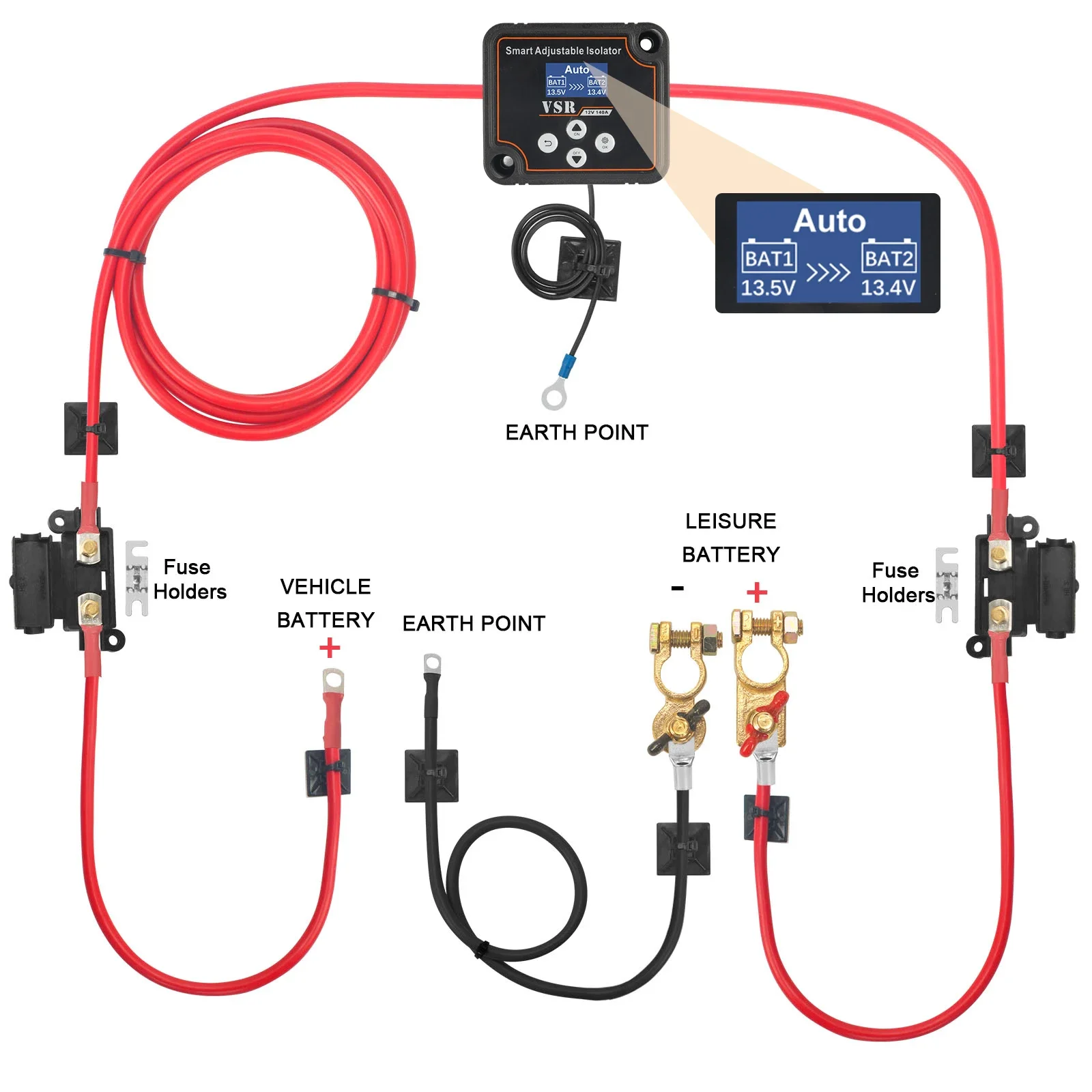 3/5/7m Verstelbare Spanning Dual Batterij Isolator 12V 140Amp VSR voor Lithium & Lood-zuur Batterij Auto Accessoires