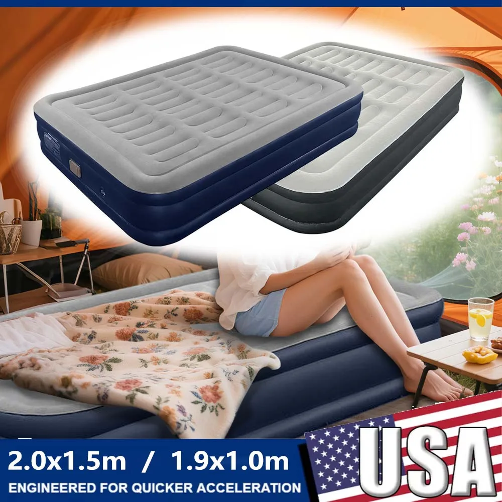 Colchón inflable automático de PVC para 1-2 personas, cama con bomba integrada para acampar en casa, cama gruesa para descanso interior y exterior, colchoneta para dormir perezosa
