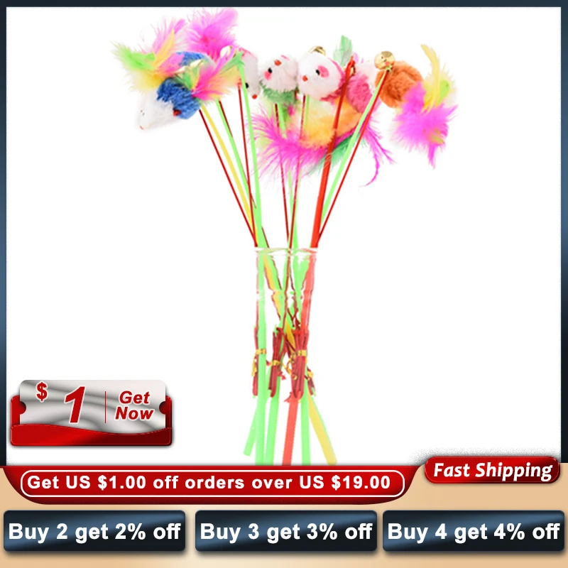 낚싯대 유형 다채로운 마우스 재미있는 고양이 스틱 탄성 로프, 텔레스코픽 로드, 지루함 완화 소품, 캐처 인터랙티브 장난감