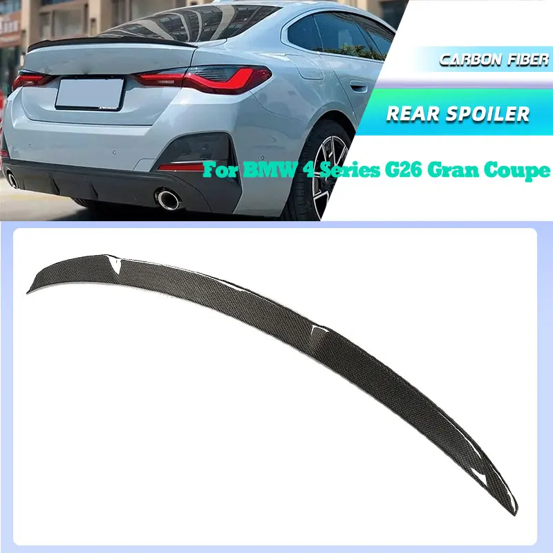 

Углеродное волокно, задний спойлер багажника автомобиля, крылья для BMW 4 серии G26 Gran Coupe, 4-дверный 2021-2024, гоночный задний спойлер, крыло багажника, губа