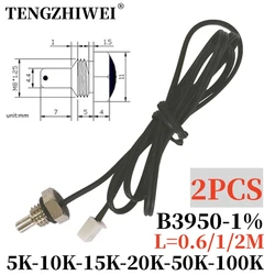 Sonda hexagonal M8, sensor de temperatura de Termistor NTC, rosca 1,25, B3950, 5K, 15K, 20K, 50K, 100K, 1M, 2CPS, 10K