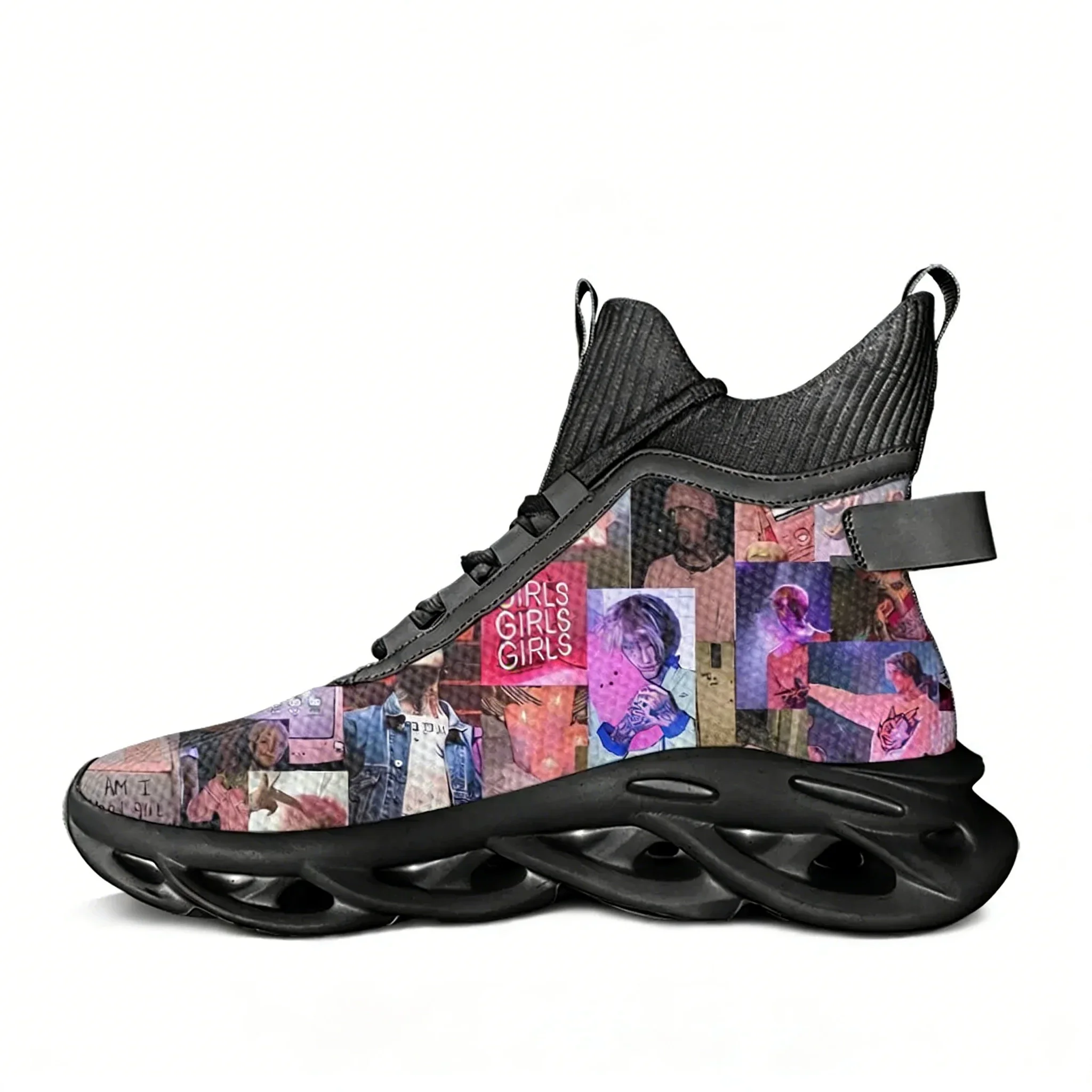 Hot Hip Hop Rapper Lil Peep High Top Flats Sneakers Men Women Hiking Sneakers Travel Mountaineering Shoes Running Custom Shoes view 2
