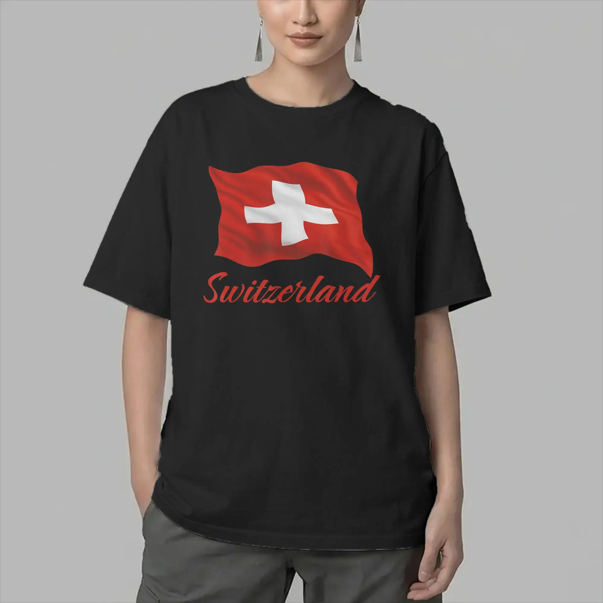 Men Swiss Switzerland Flag T Shirts  100% Cotton Clothes Vintage Short Sleeve O Neck Tee Shirt Birthday Gift T-Shirt