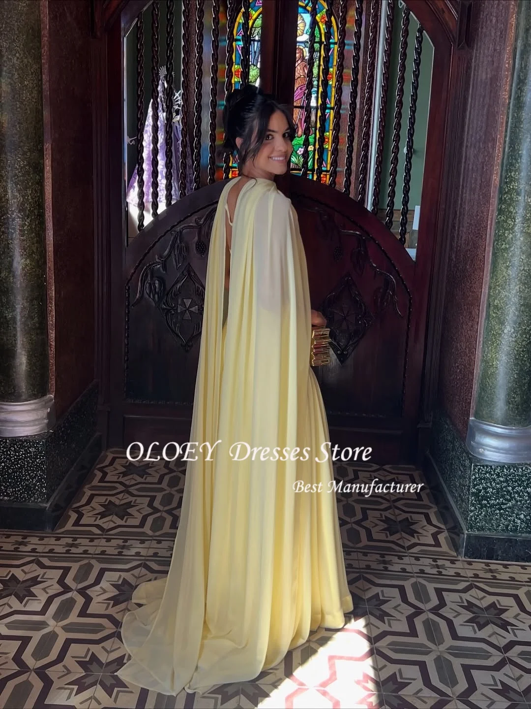 OLOEY Chiffon Ball Gown Luxury Prom Dresses 2026 Custom Made Bespoke Occasion Dresses for Special Occasions Shawl Elegant Gowns